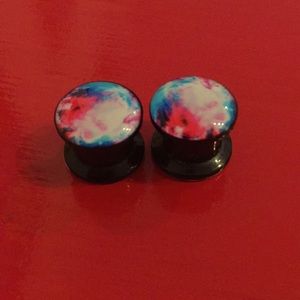 Cotton candy galaxy acrylic plugs